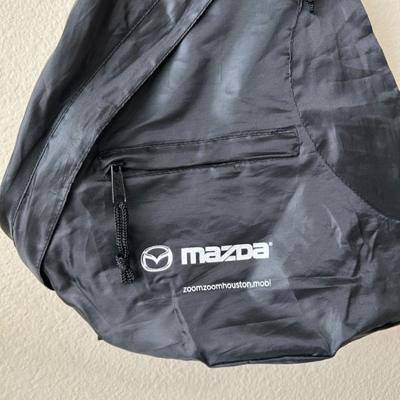 Crossbody Bag Backpack Over The Shoulder Sack Mazda Logo Black White Zipper - Picture 2 of 9